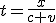 t = \frac{x}{c + v}